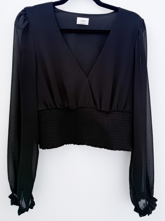 Wilfred Tops - Wilfred Black V-Neck Long Sleeve Smocked Waist Blouse
